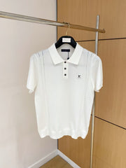 Men's simple and versatile knitted lapel short sleeved T-shirt