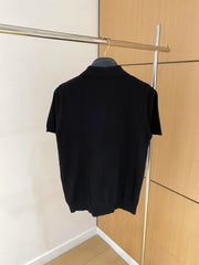 Men's simple and versatile knitted lapel short sleeved T-shirt