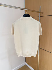 Men's simple and versatile knitted lapel short sleeved T-shirt