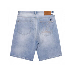 Embroidered denim shorts with back pocket