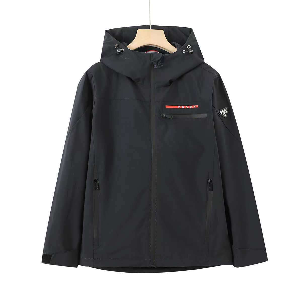 Red label laminated and triangle logo hooded down jacket
