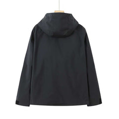 Red label laminated and triangle logo hooded down jacket