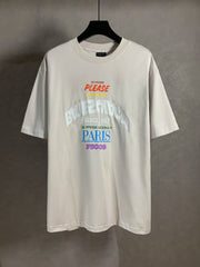 Embroidered letter round neck short sleeved T-shirt