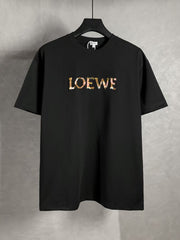 Oil painting embroidered round neck short sleeved T-shirt