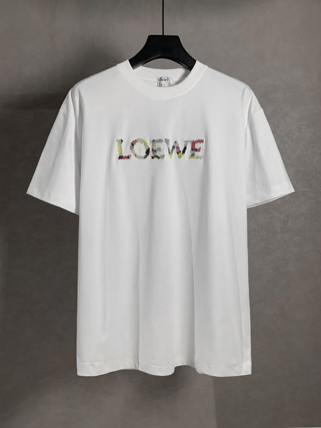 Oil painting embroidered round neck short sleeved T-shirt