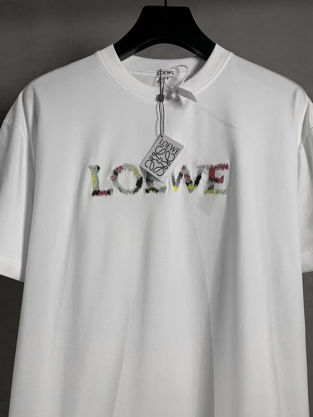 Oil painting embroidered round neck short sleeved T-shirt