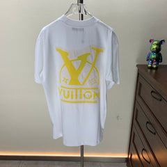 Embroidered round neck T-shirt with adhesive tape