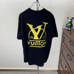 Embroidered round neck T-shirt with adhesive tape