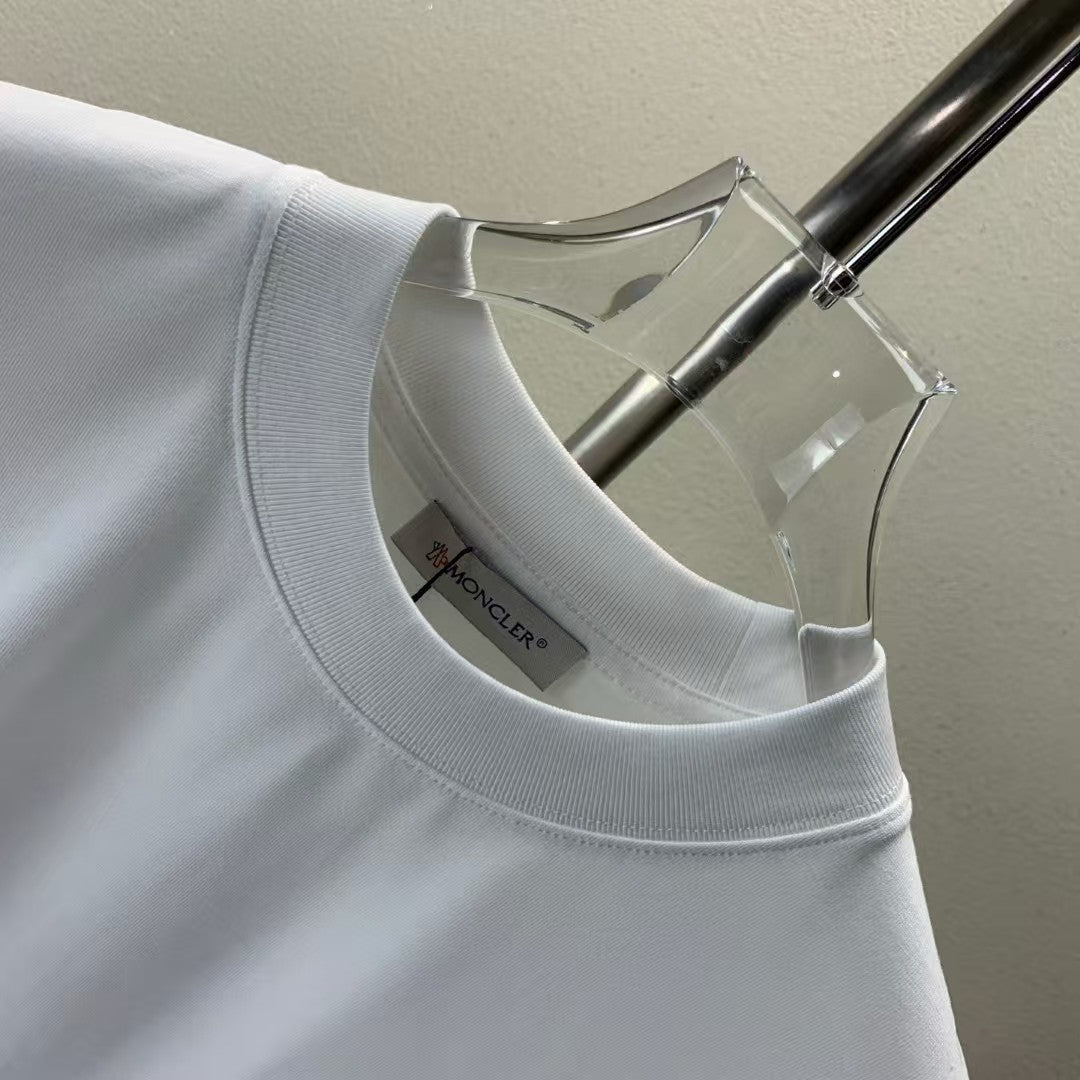 Denim Embroidered Round Neck Short Sleeve T-shirt