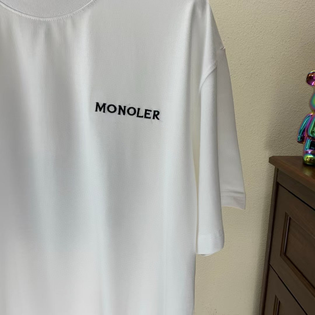 Denim Embroidered Round Neck Short Sleeve T-shirt