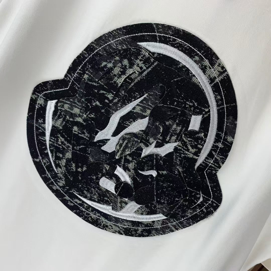 Denim Embroidered Round Neck Short Sleeve T-shirt
