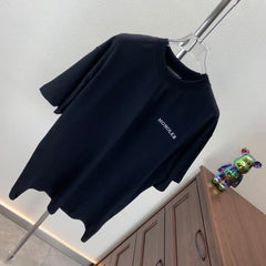 Denim Embroidered Round Neck Short Sleeve T-shirt