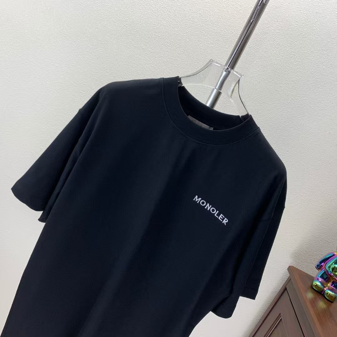 Denim Embroidered Round Neck Short Sleeve T-shirt