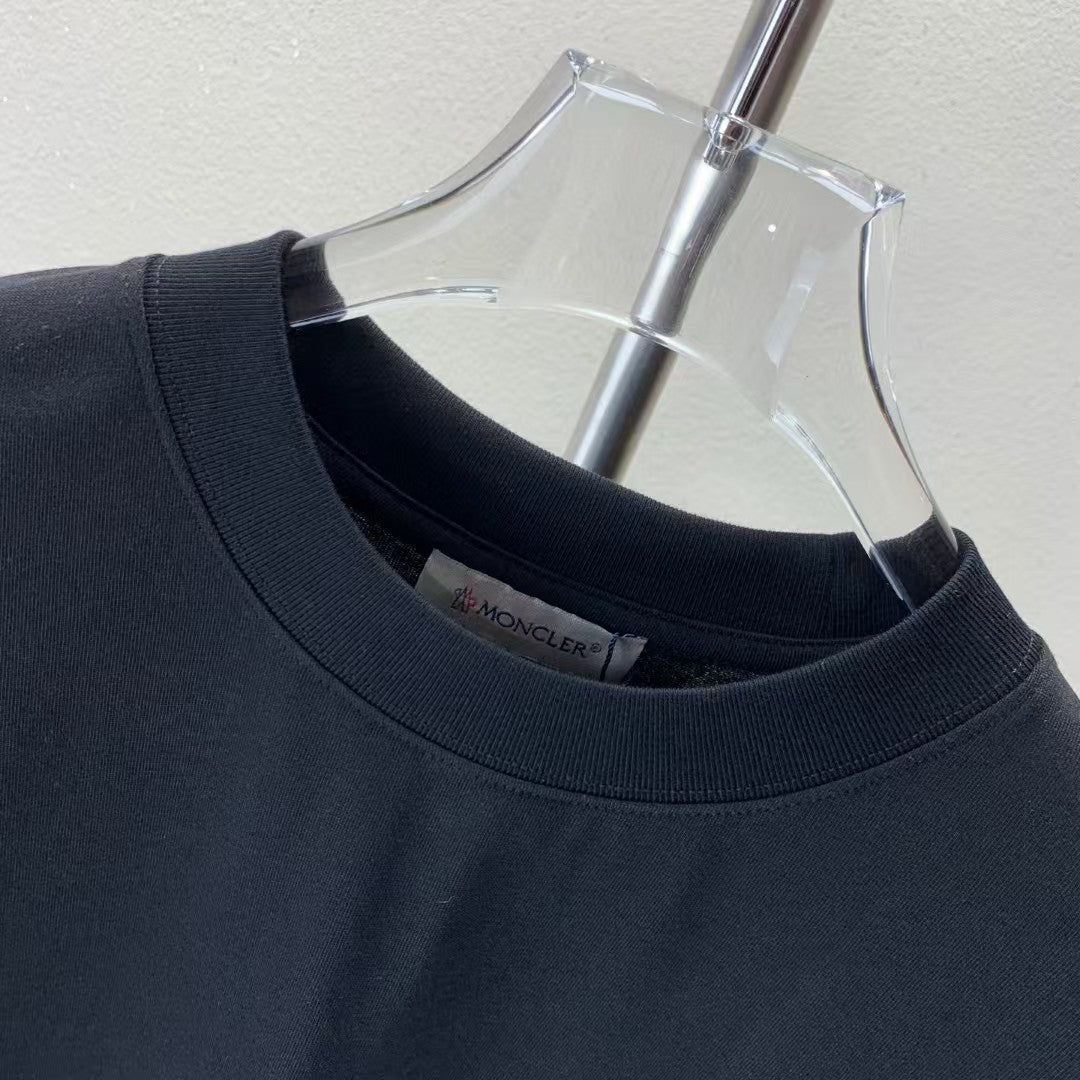 Denim Embroidered Round Neck Short Sleeve T-shirt