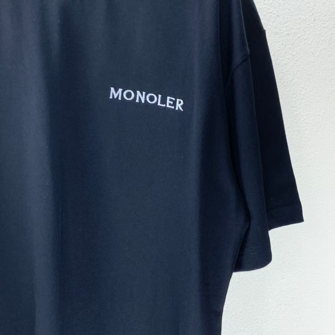 Denim Embroidered Round Neck Short Sleeve T-shirt