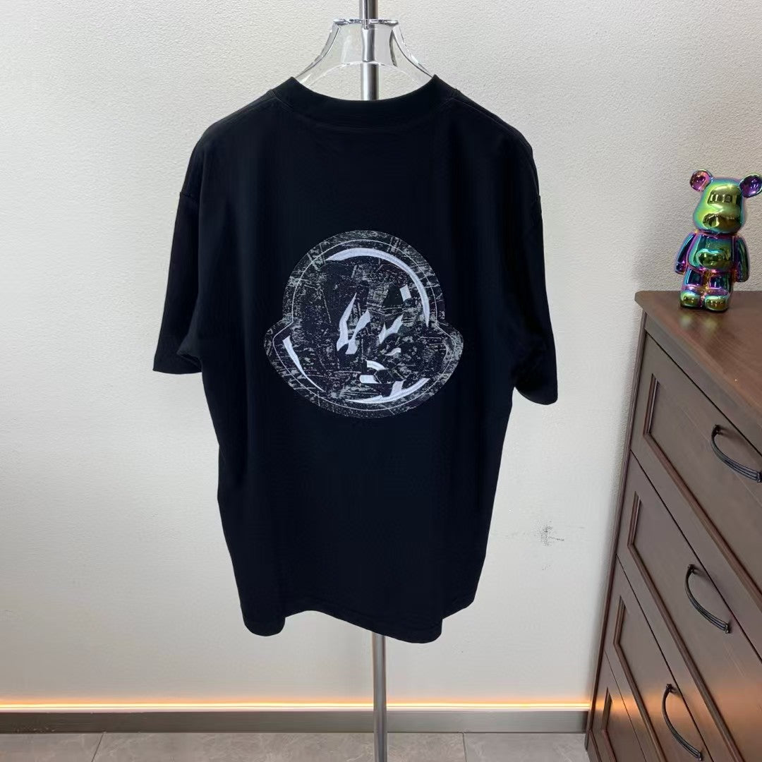 Denim Embroidered Round Neck Short Sleeve T-shirt