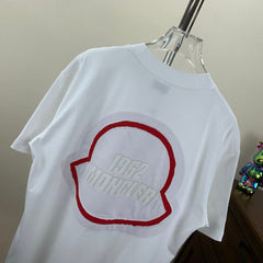 Hollow out patchwork embroidered short sleeved t-shirt