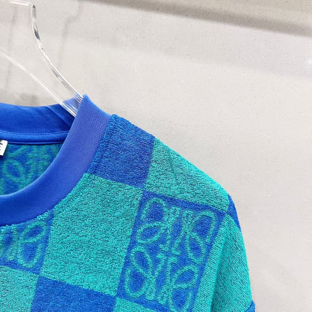 Customized towel fabric round neck T-shirt