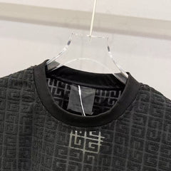 Jacquard fabric round neck T-shirt