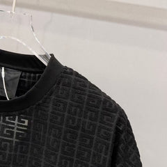 Jacquard fabric round neck T-shirt
