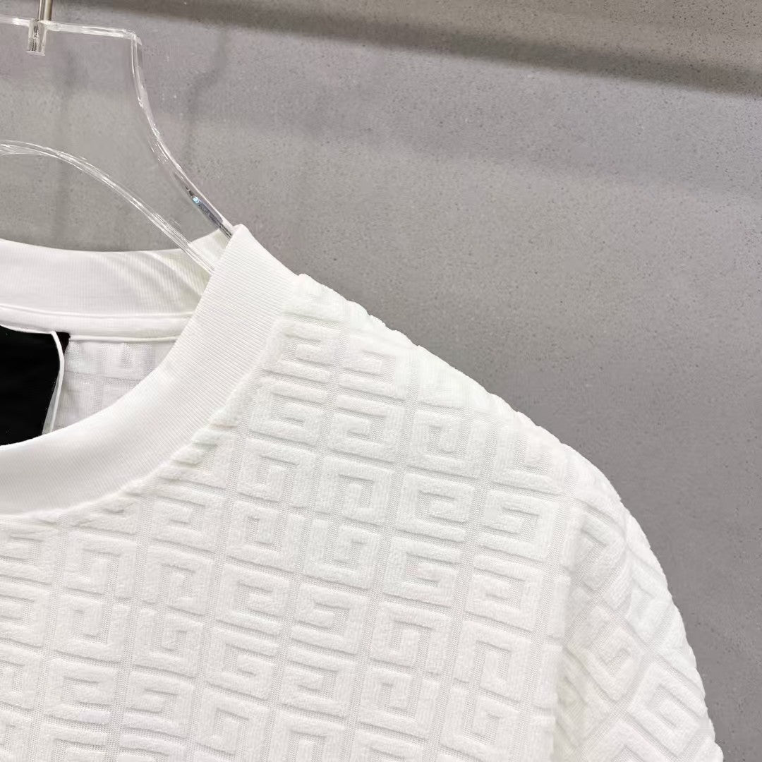 Jacquard fabric round neck T-shirt