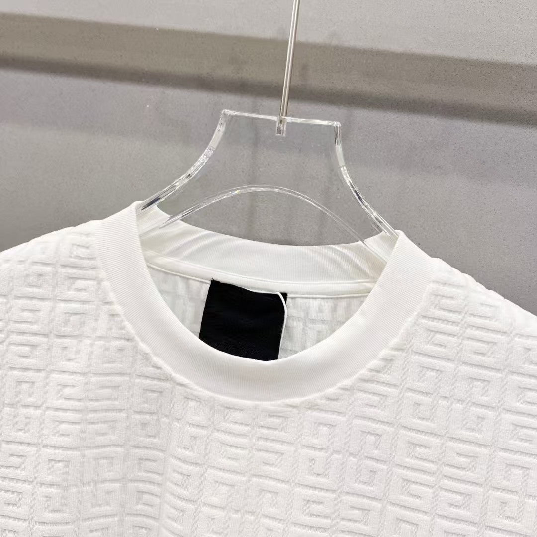 Jacquard fabric round neck T-shirt