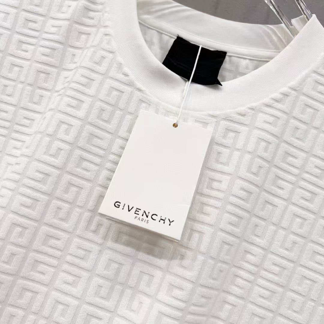 Jacquard fabric round neck T-shirt