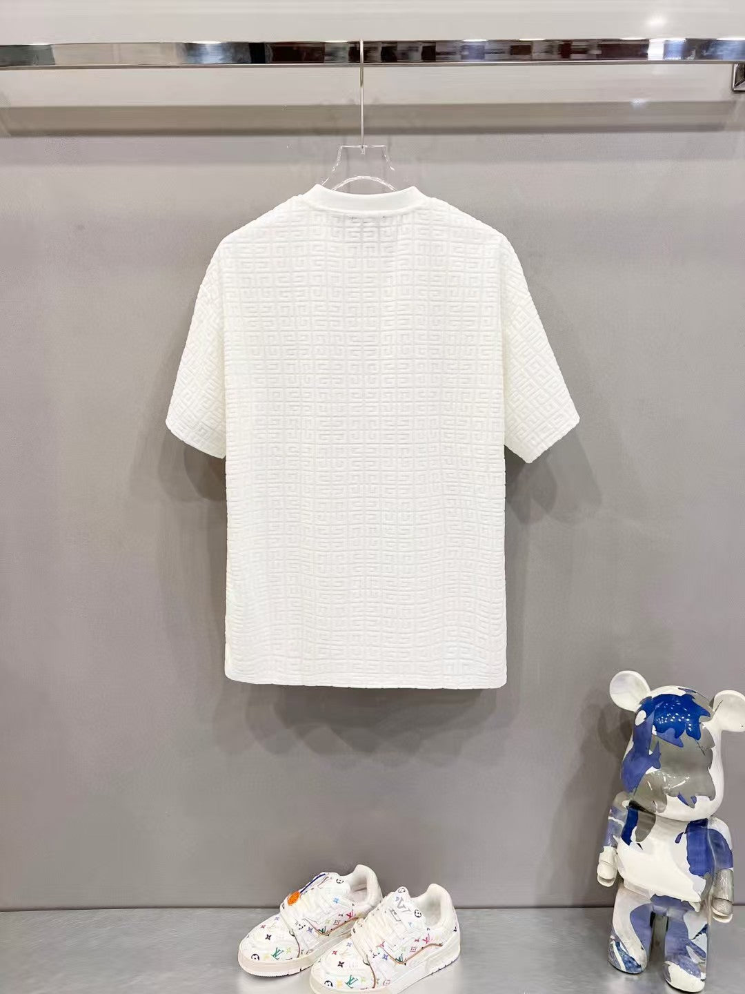Jacquard fabric round neck T-shirt