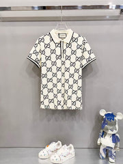 Color blocked striped polo shirt