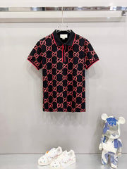 Color blocked striped polo shirt