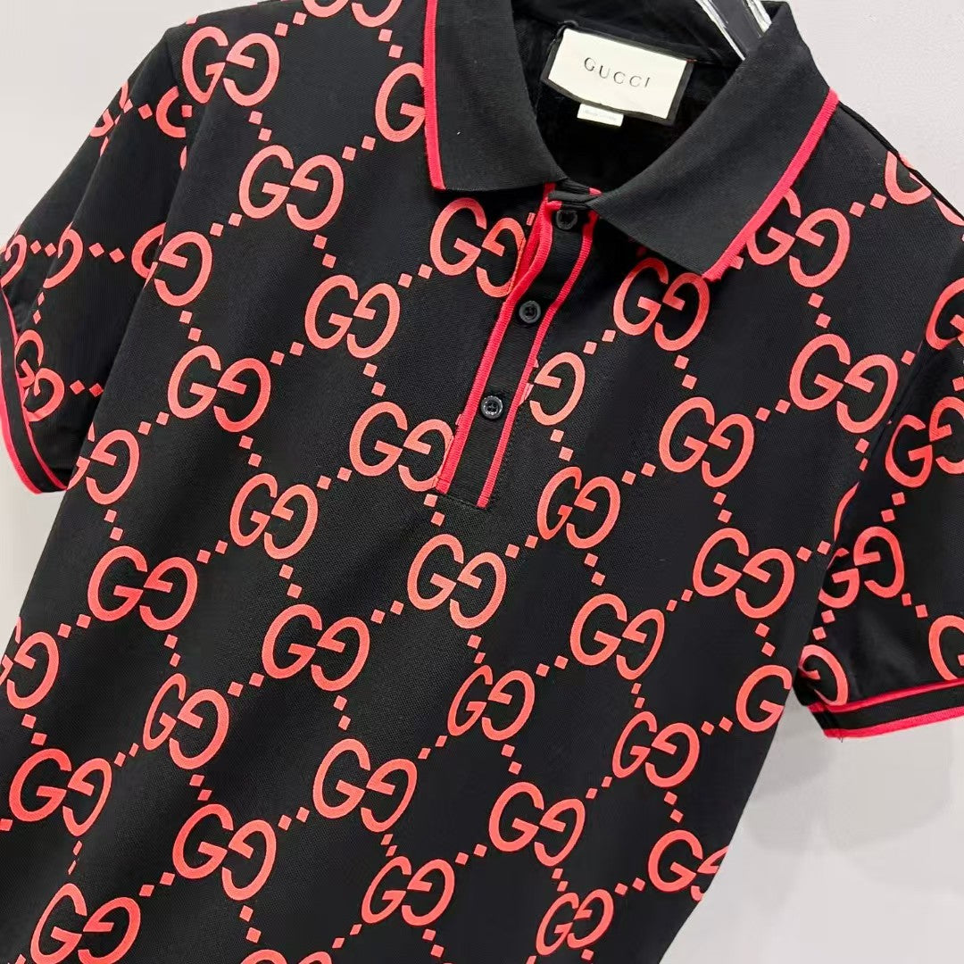 Color blocked striped polo shirt