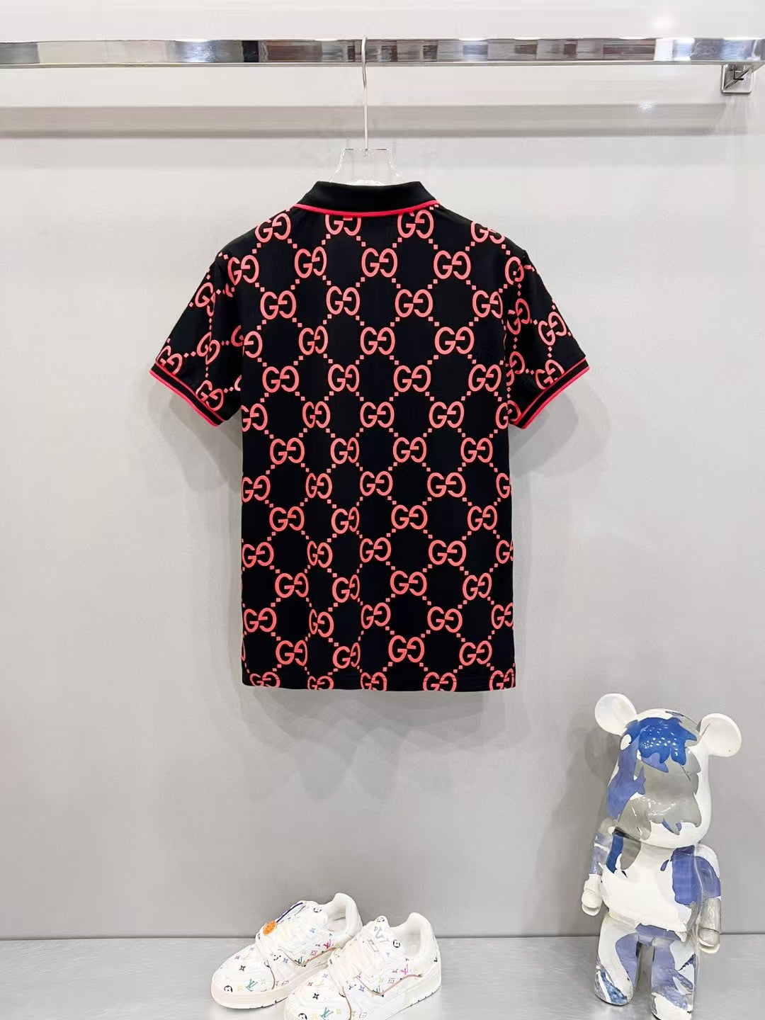 Color blocked striped polo shirt