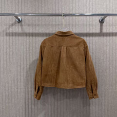 Embroidered letter deer skin velvet lapel coat