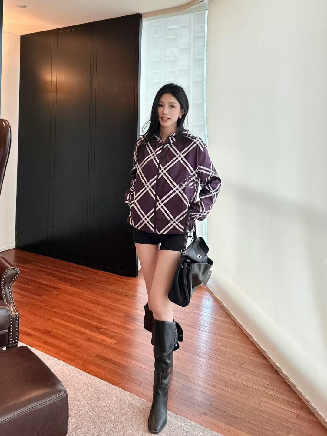 Double sided hooded short jacket