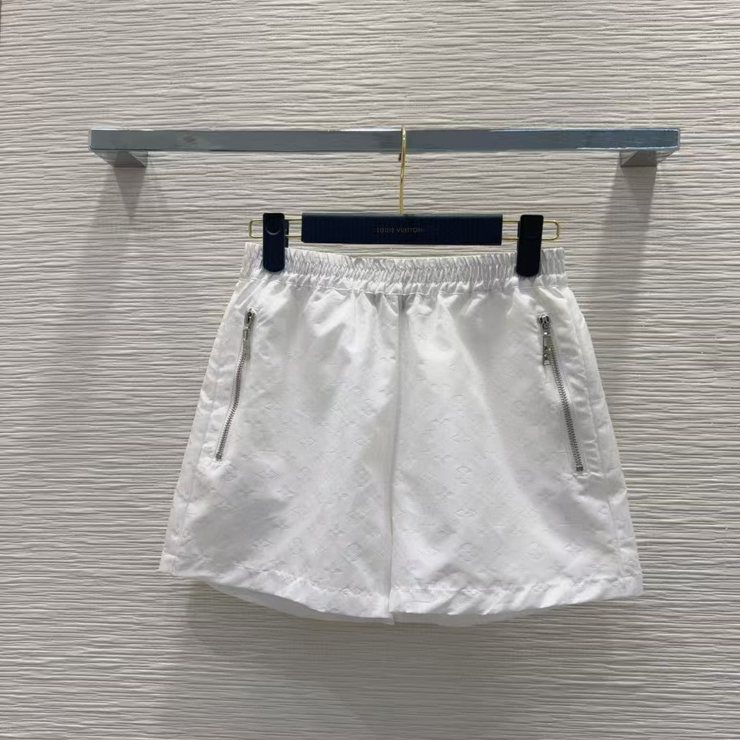 Jacquard hooded jacket shorts set