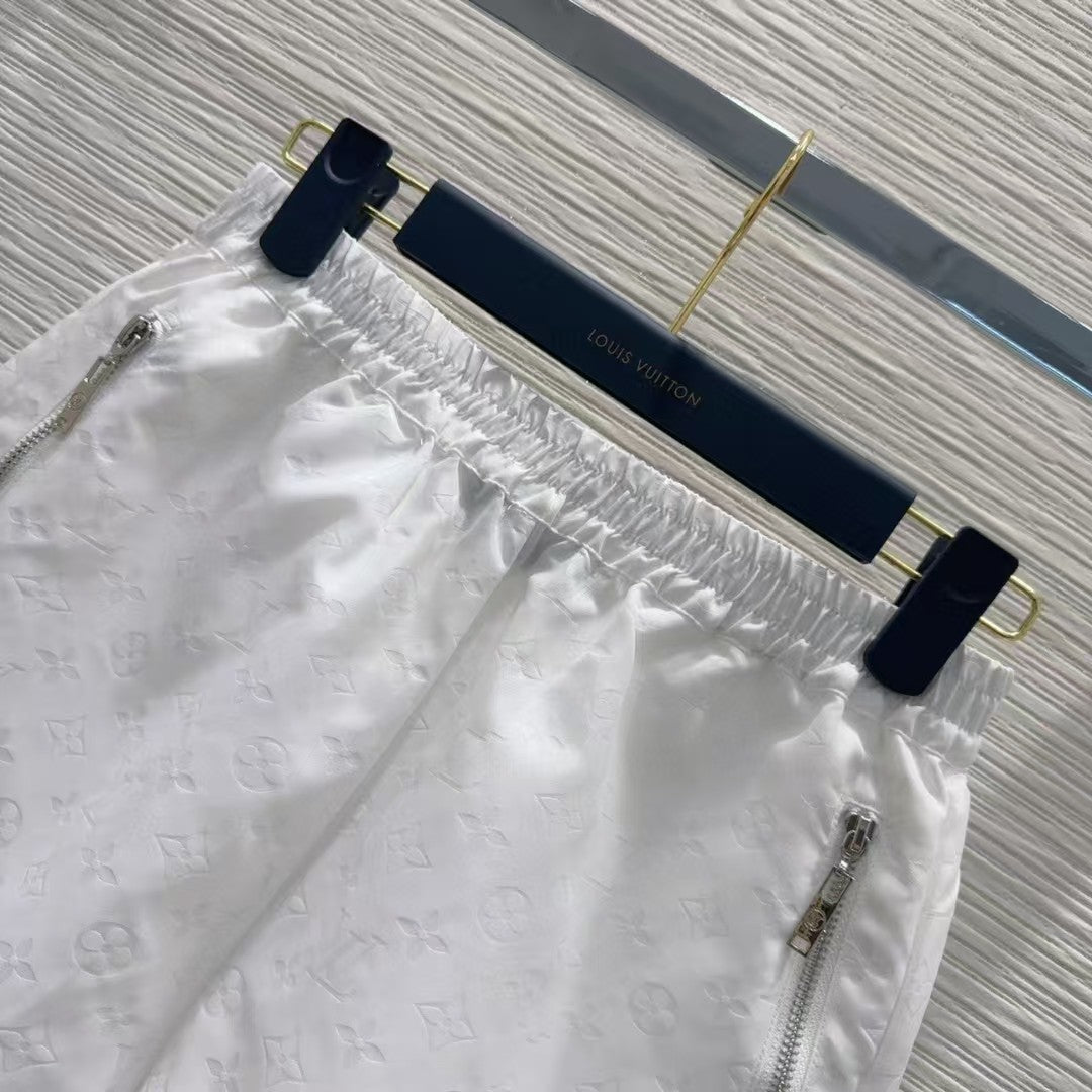 Jacquard hooded jacket shorts set