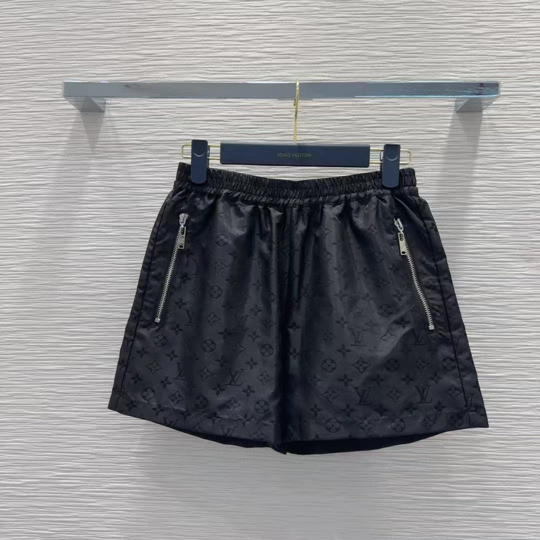 Jacquard hooded jacket shorts set