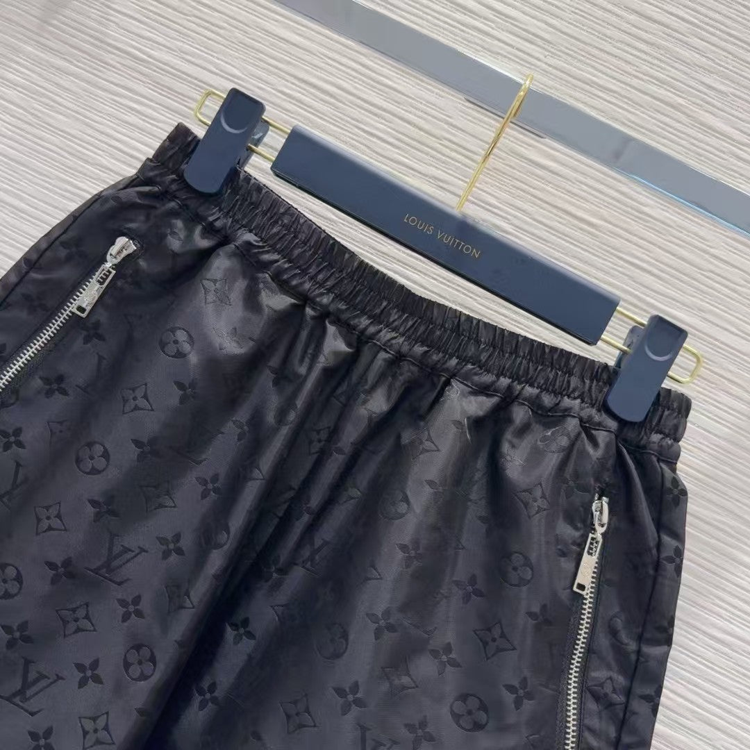 Jacquard hooded jacket shorts set