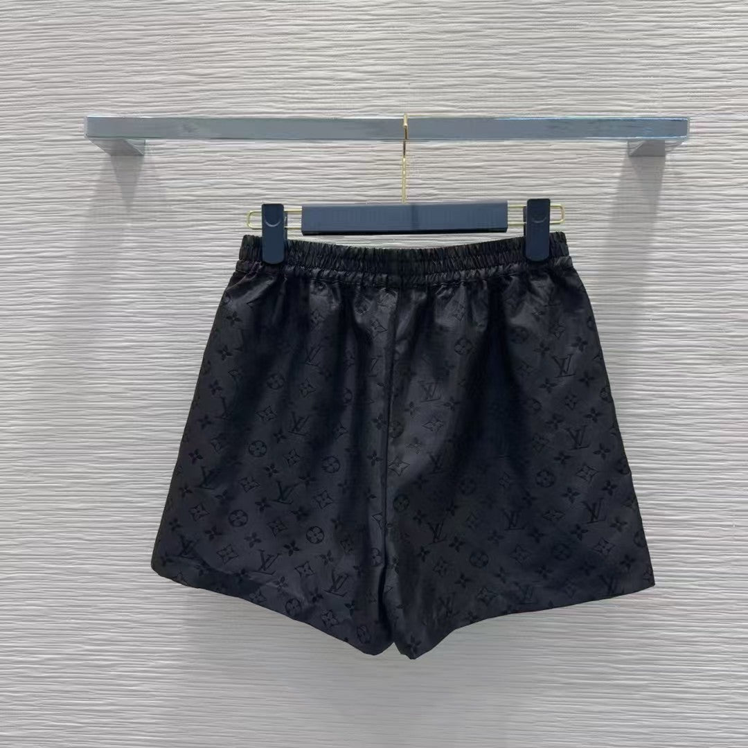 Jacquard hooded jacket shorts set