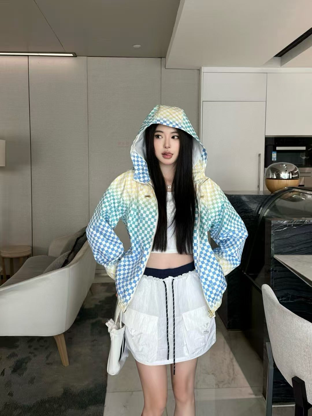Gradient hooded assault jacket jacket