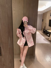 Jacquard worn denim jacket