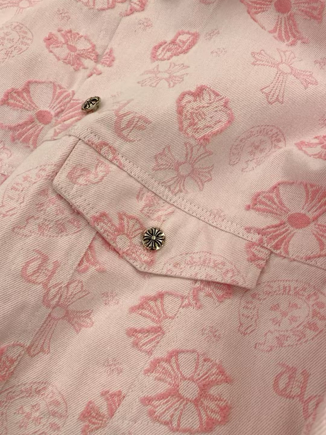 Jacquard worn denim jacket