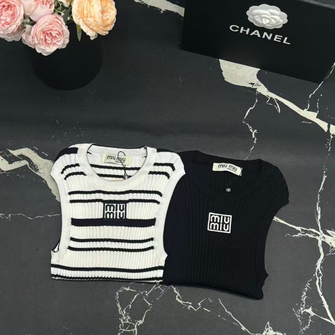 Embroidered Knitted Tank Top