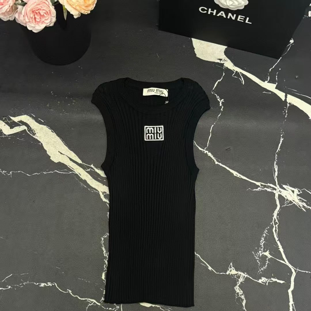Embroidered Knitted Tank Top