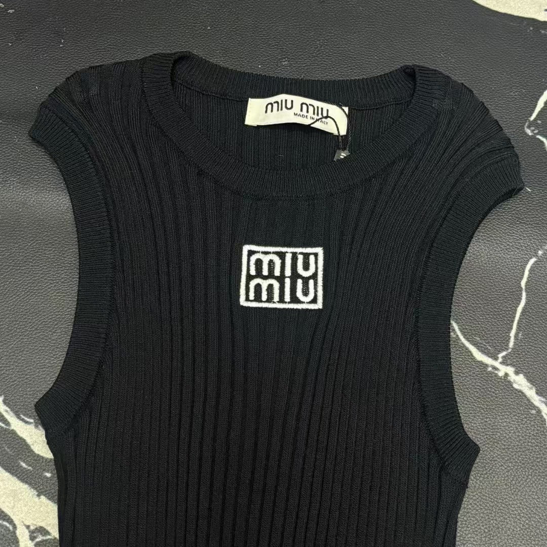 Embroidered Knitted Tank Top