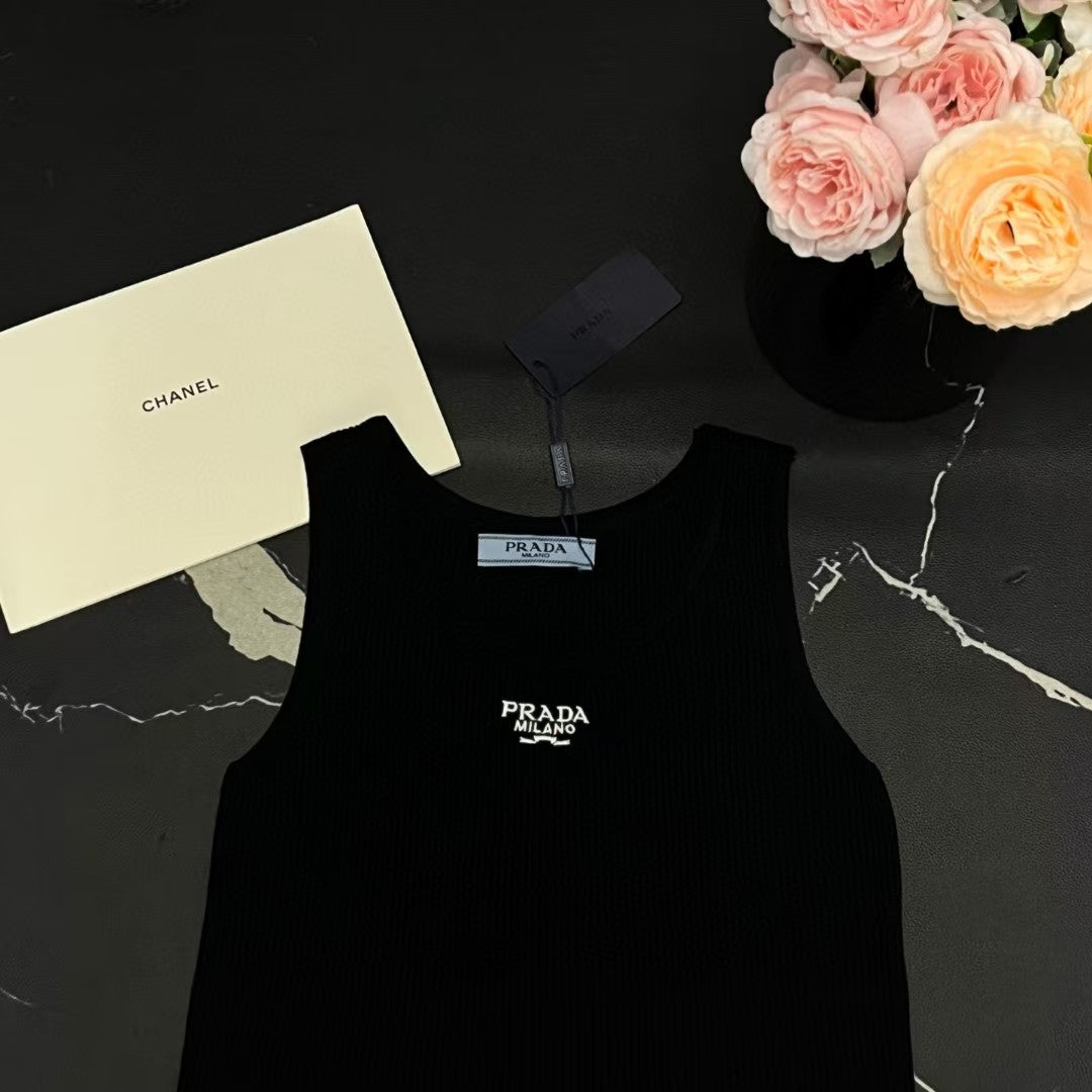 Embroidered Knitted Tank Top
