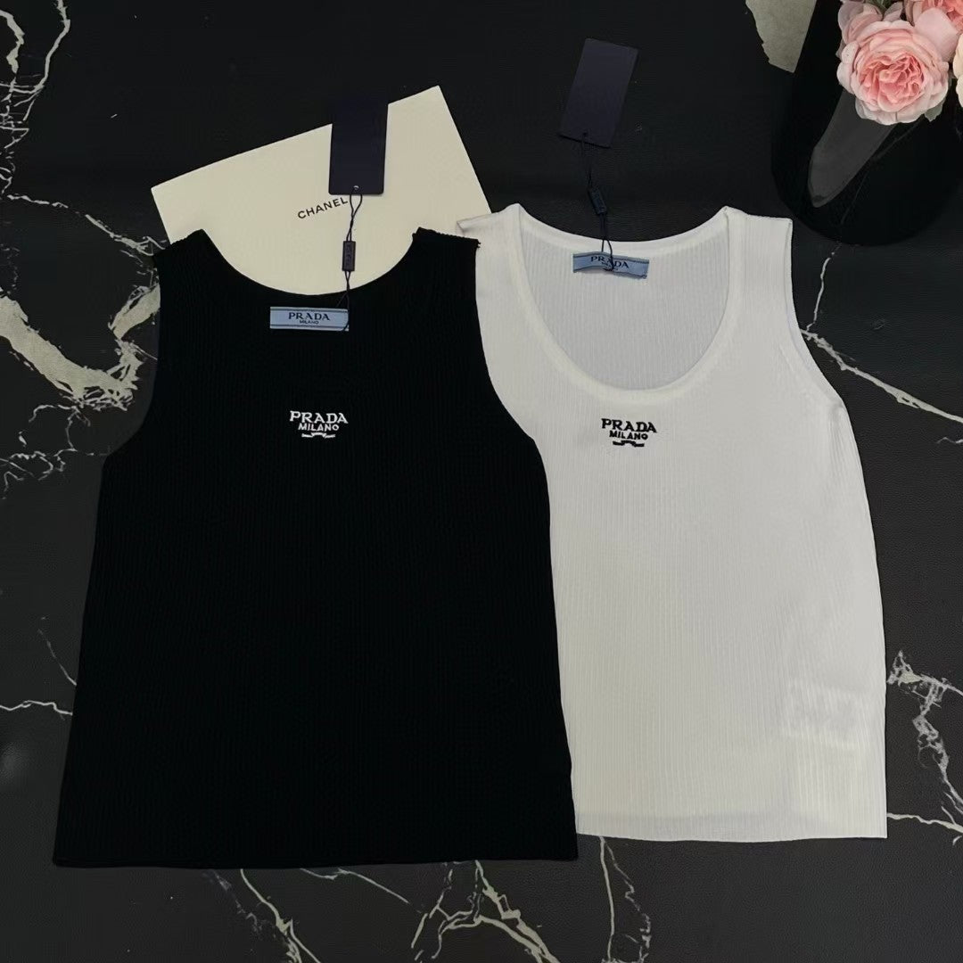 Embroidered Knitted Tank Top