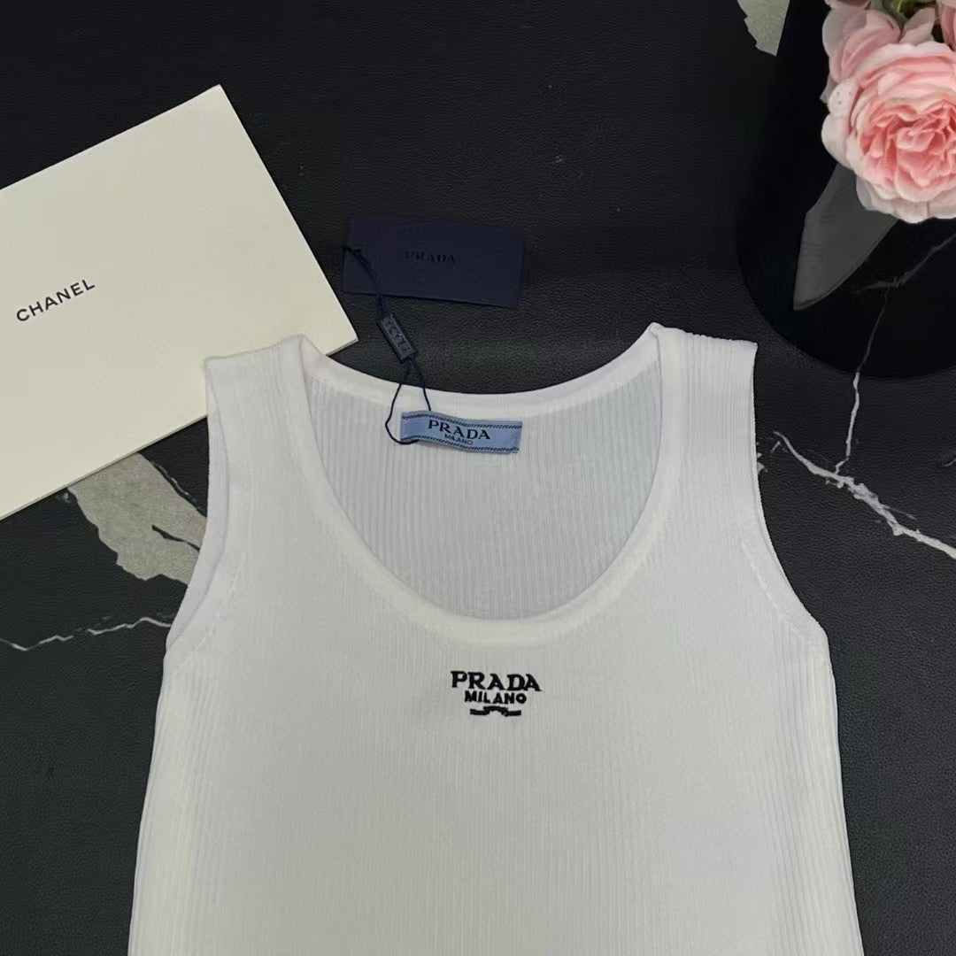 Embroidered Knitted Tank Top