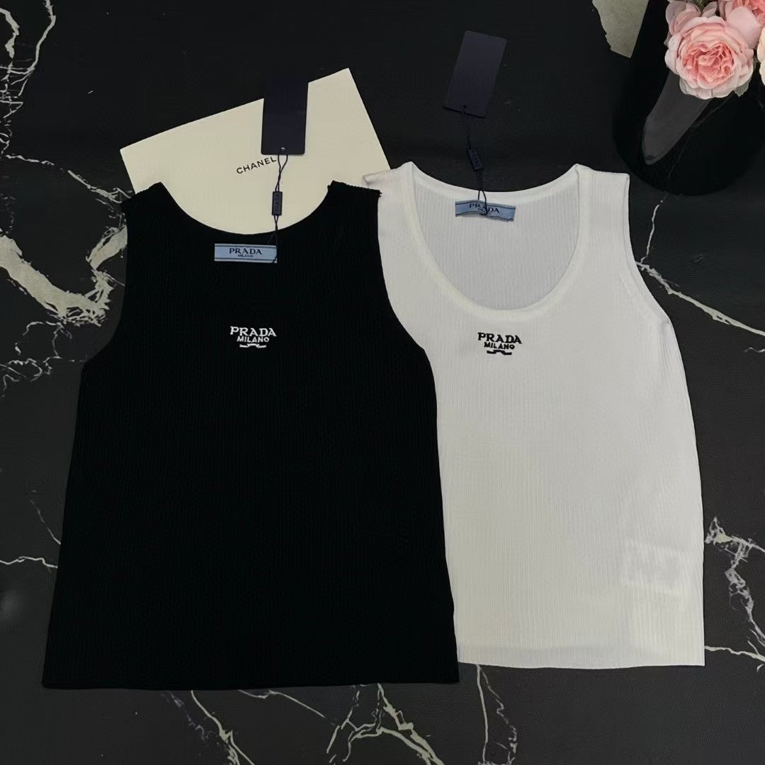 Embroidered Knitted Tank Top