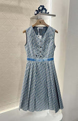 Pleated jacquard vest skirt